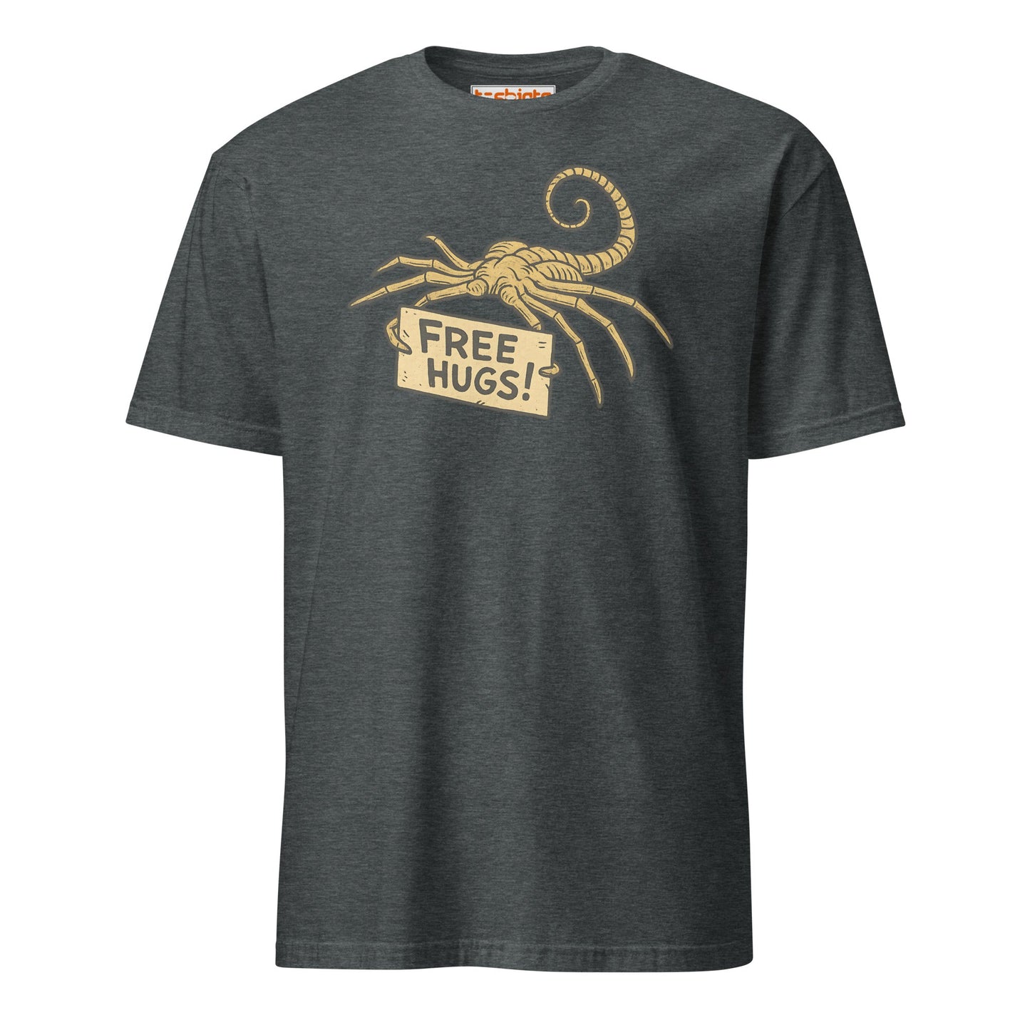 Free Hugs Alien T-Shirt – Funny Retro Sci - Fi Humor Tee - Dark Heather - T-Shirts Online