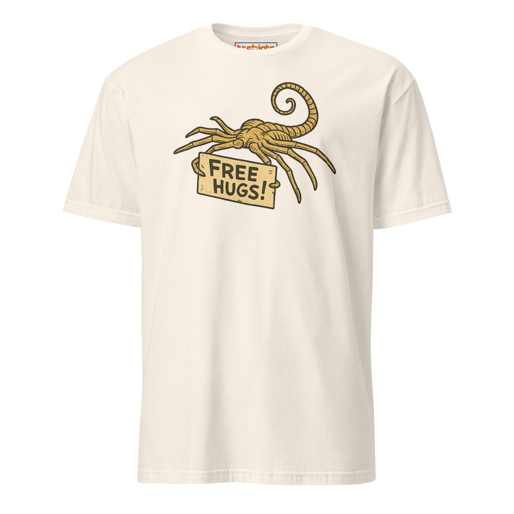 Free Hugs Alien T-Shirt – Funny Retro Sci - Fi Humor Tee - Natural - T-Shirts Online