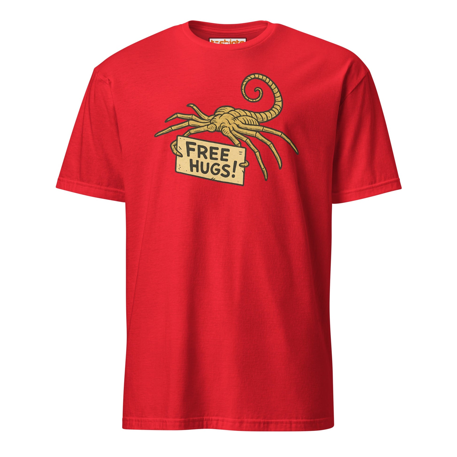 Free Hugs Alien T-Shirt – Funny Retro Sci - Fi Humor Tee - Red - T-Shirts Online