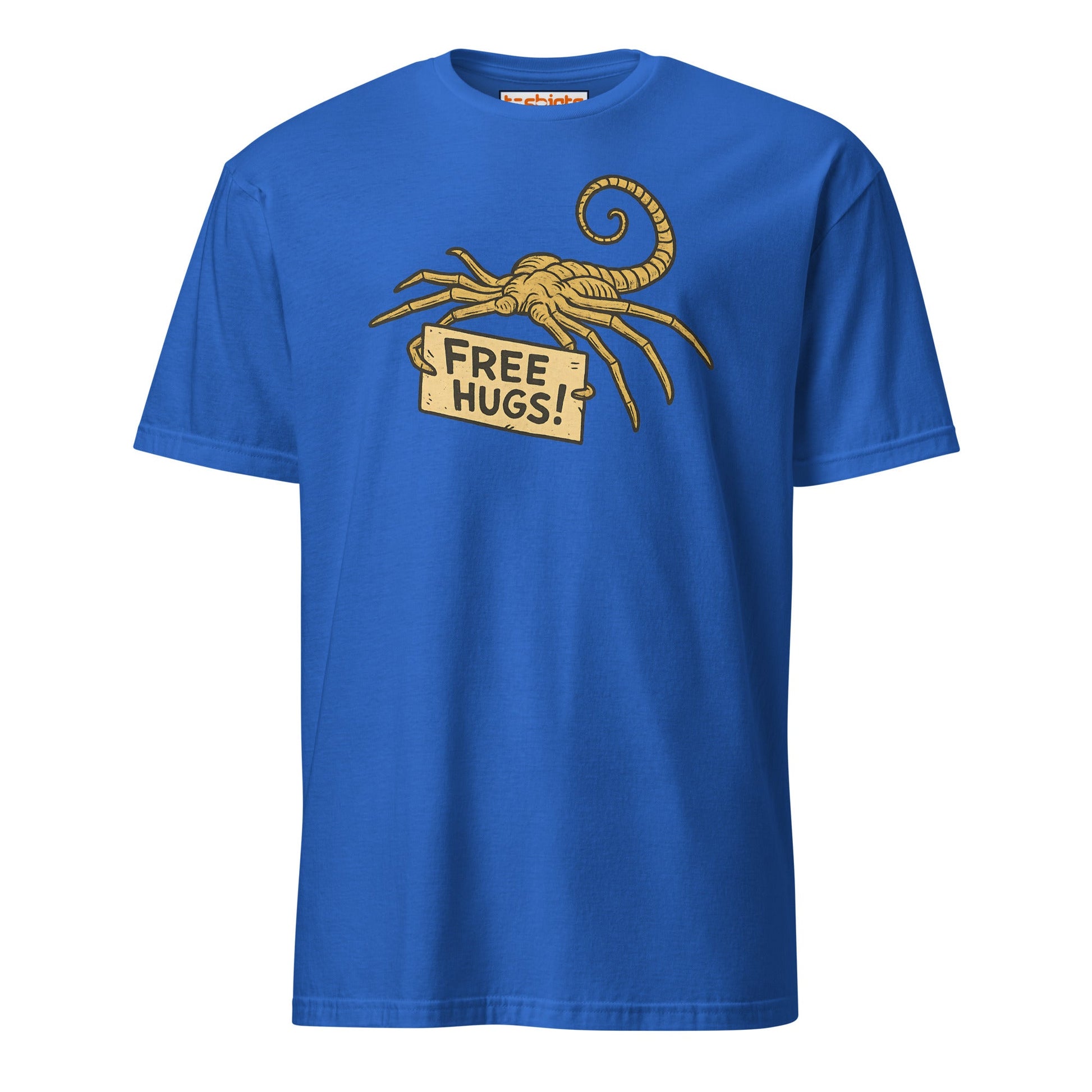 Free Hugs Alien T-Shirt – Funny Retro Sci - Fi Humor Tee - Royal - T-Shirts Online