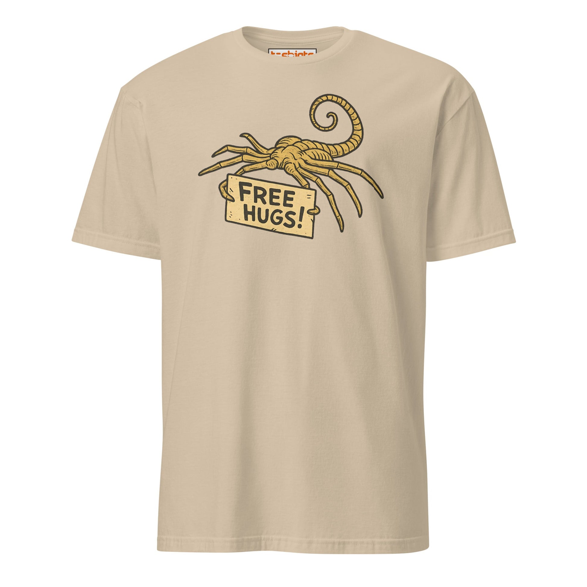 Free Hugs Alien T-Shirt – Funny Retro Sci - Fi Humor Tee - Sand - T-Shirts Online