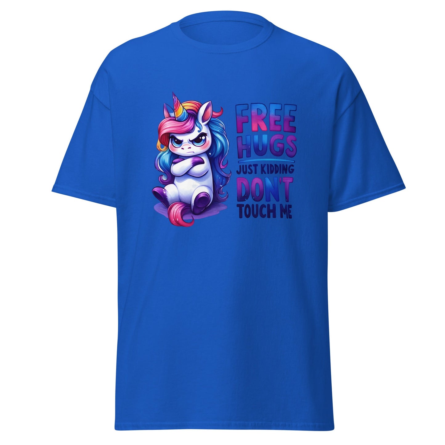 Free Hugs | Unicorn T-Shirt - Royal - T-Shirts Online