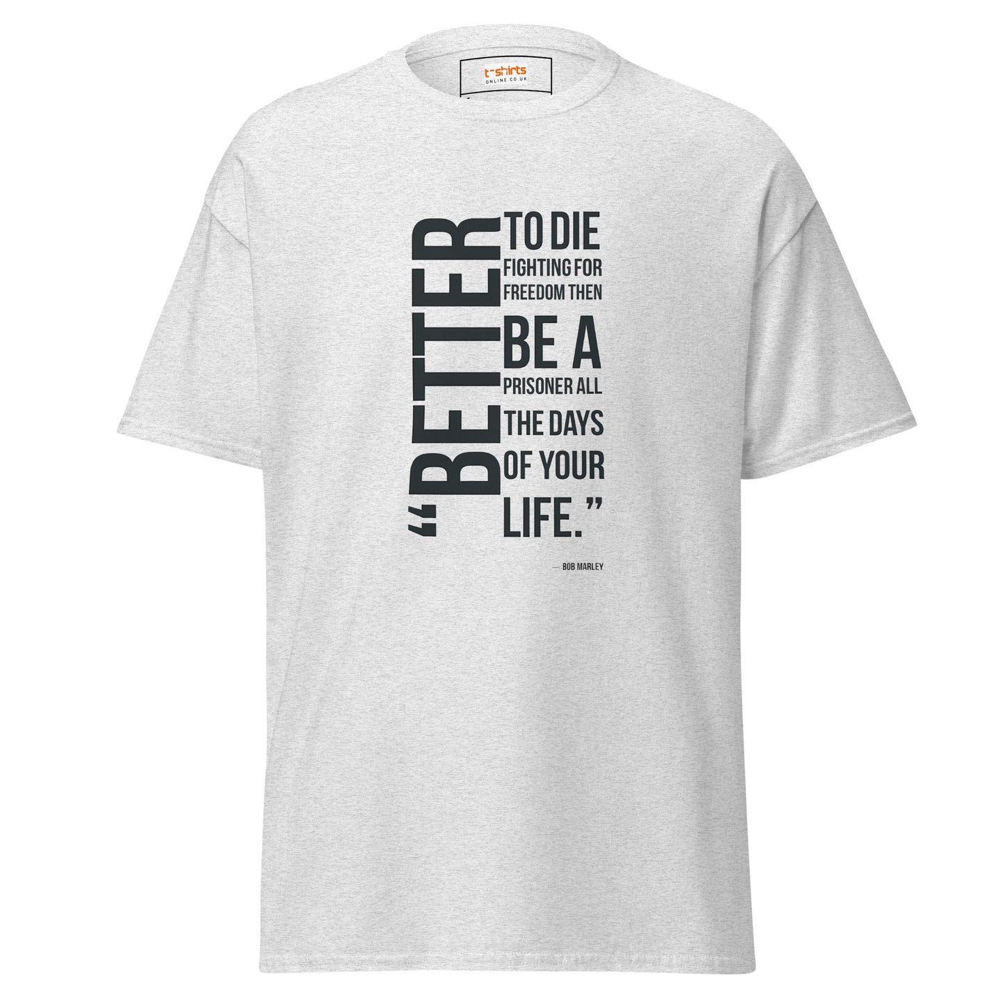Freedom Fighter | Bob Marley Quote T-Shirt - Ash - T-Shirts Online