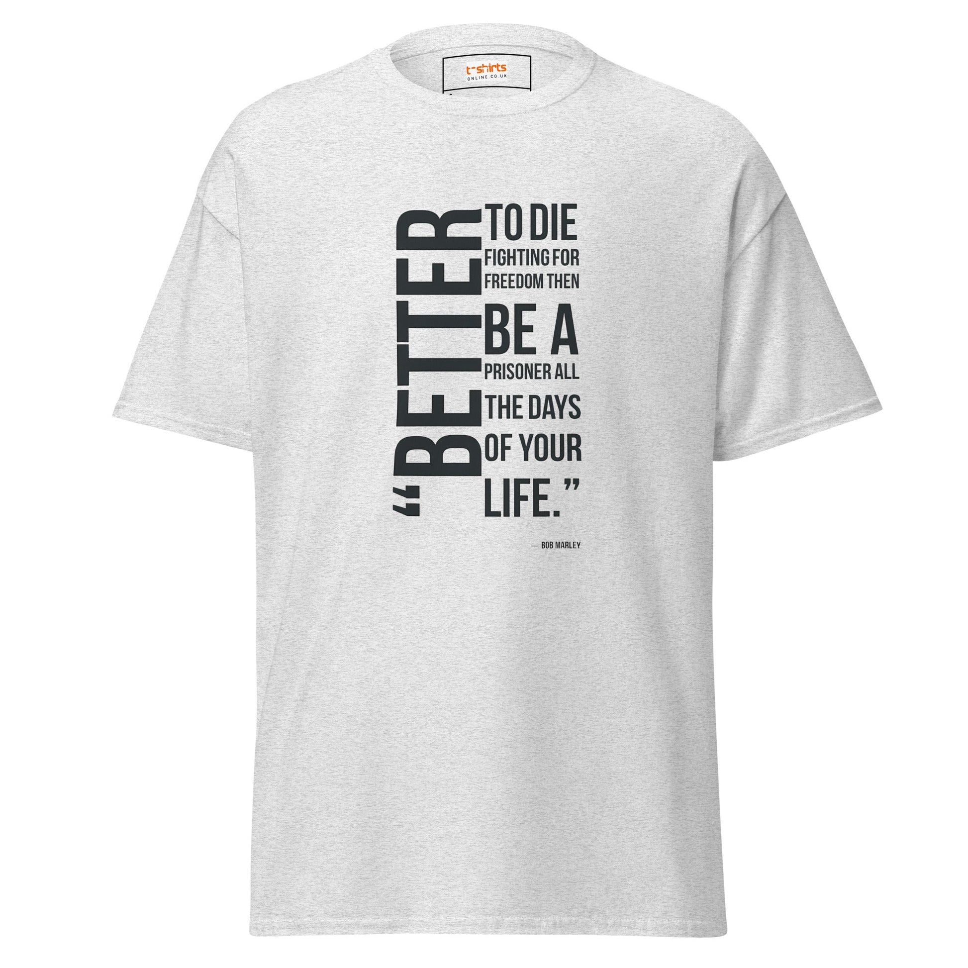 Freedom Fighter | Bob Marley Quote T-Shirt - Ash - T-Shirts Online