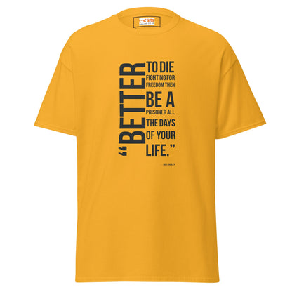 Freedom Fighter | Bob Marley Quote T-Shirt - Gold - T-Shirts Online