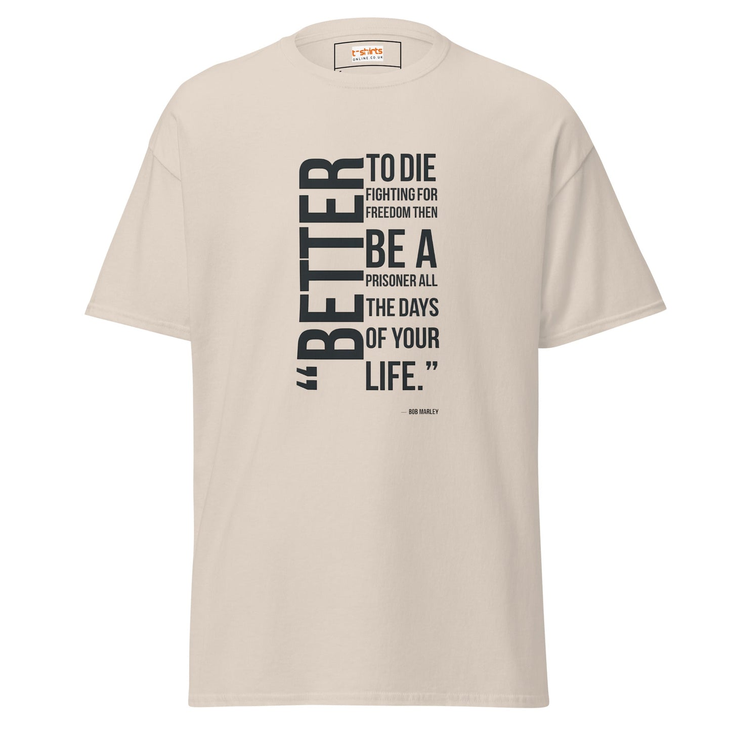 Freedom Fighter | Bob Marley Quote T-Shirt - Natural - T-Shirts Online