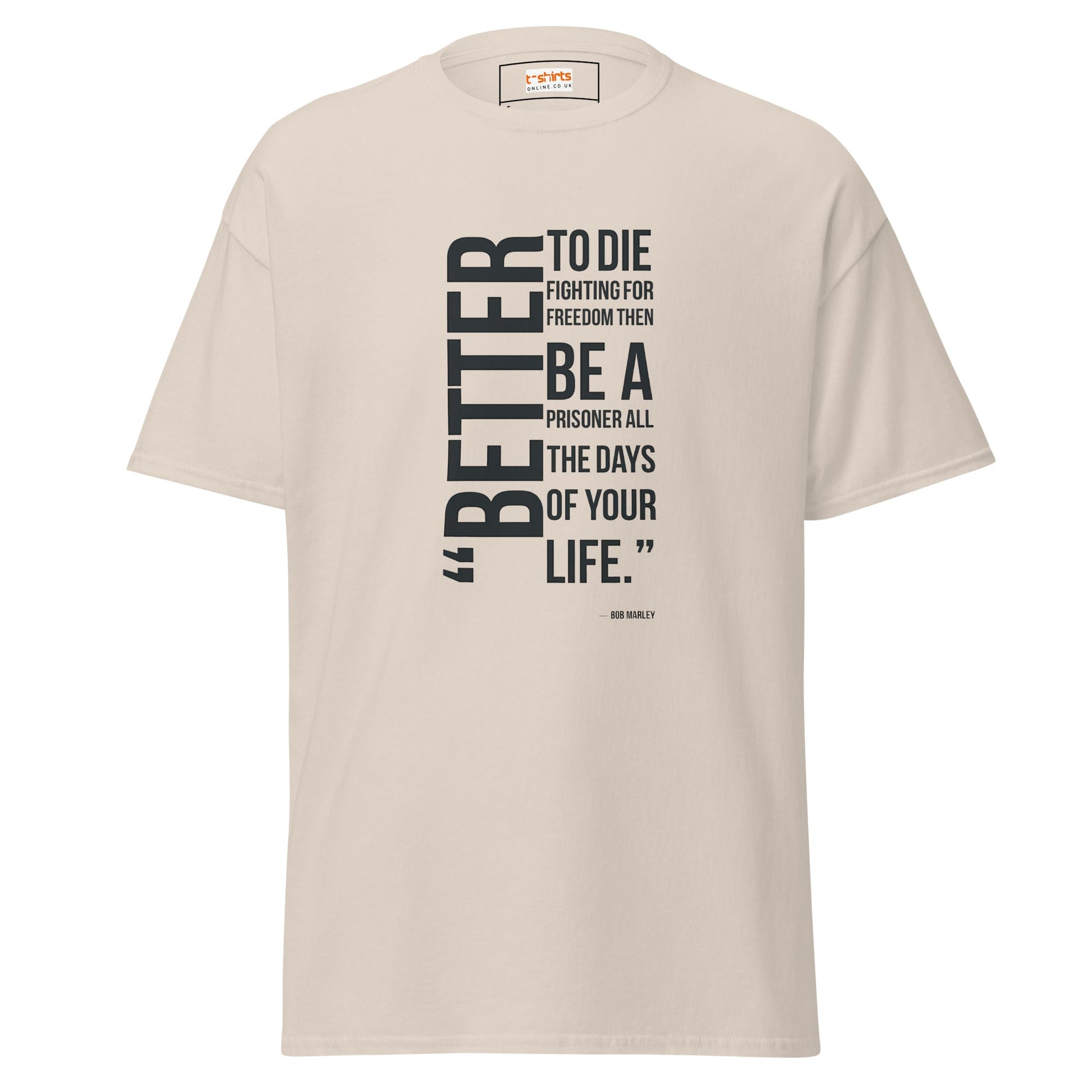 Freedom Fighter | Bob Marley Quote T-Shirt - Natural - T-Shirts Online