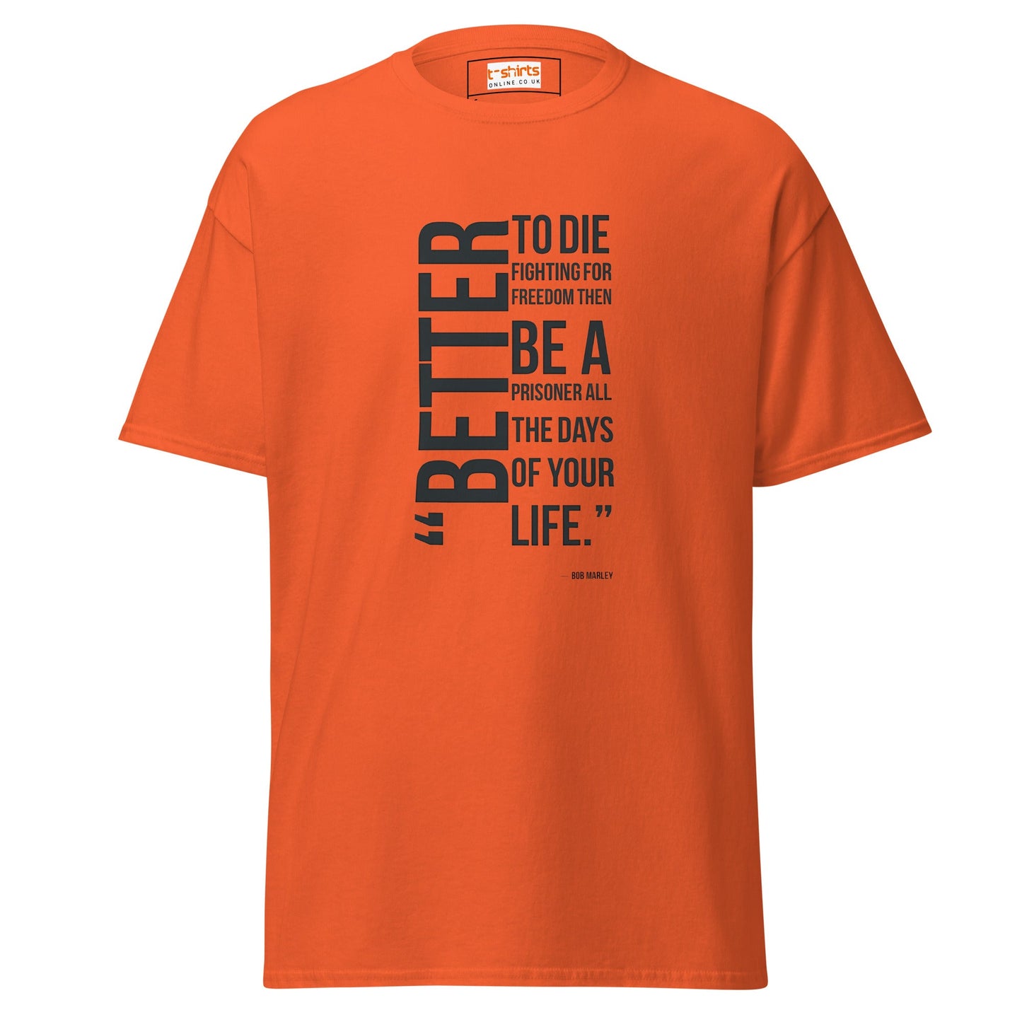 Freedom Fighter | Bob Marley Quote T-Shirt - Orange - T-Shirts Online