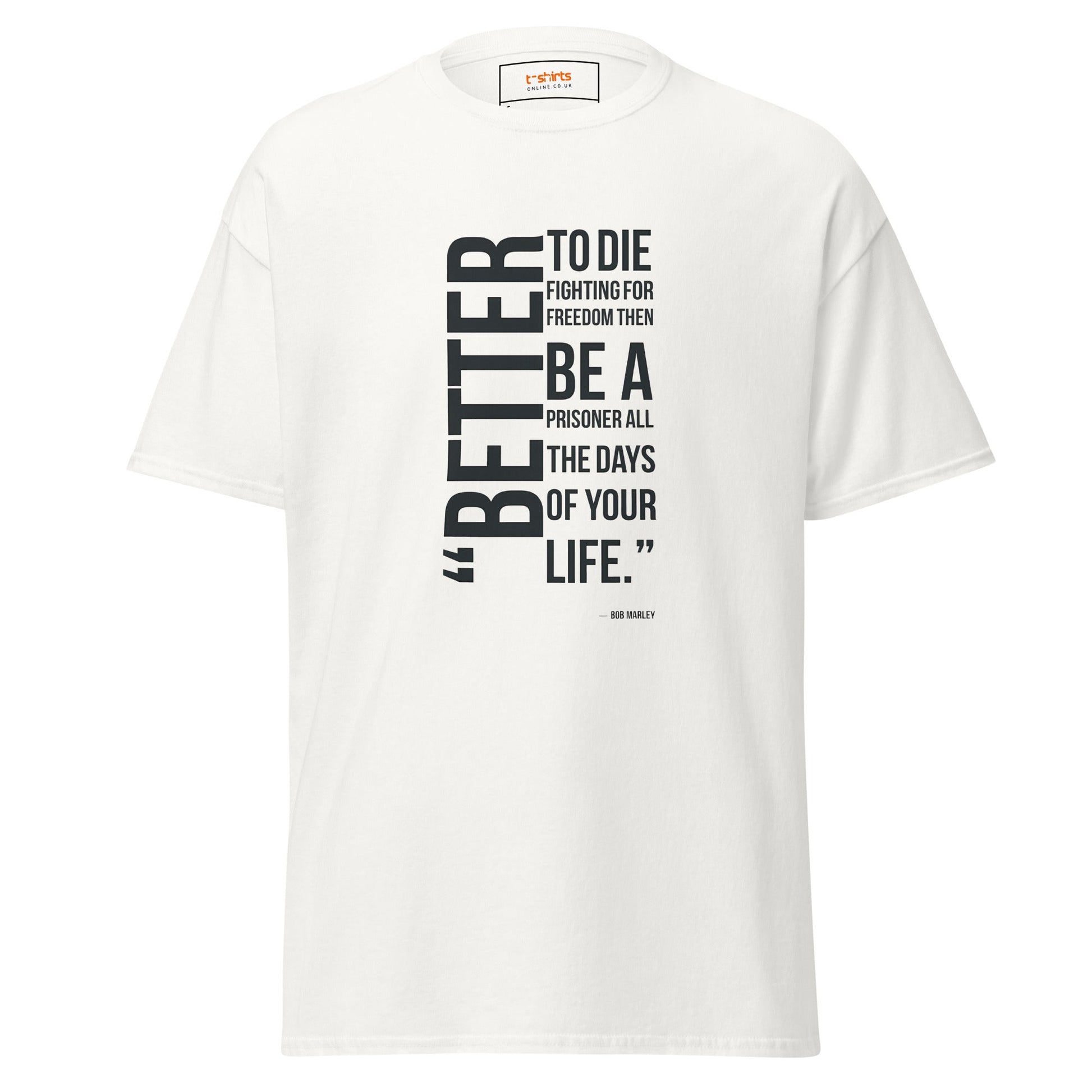 Freedom Fighter | Bob Marley Quote T-Shirt - White - T-Shirts Online
