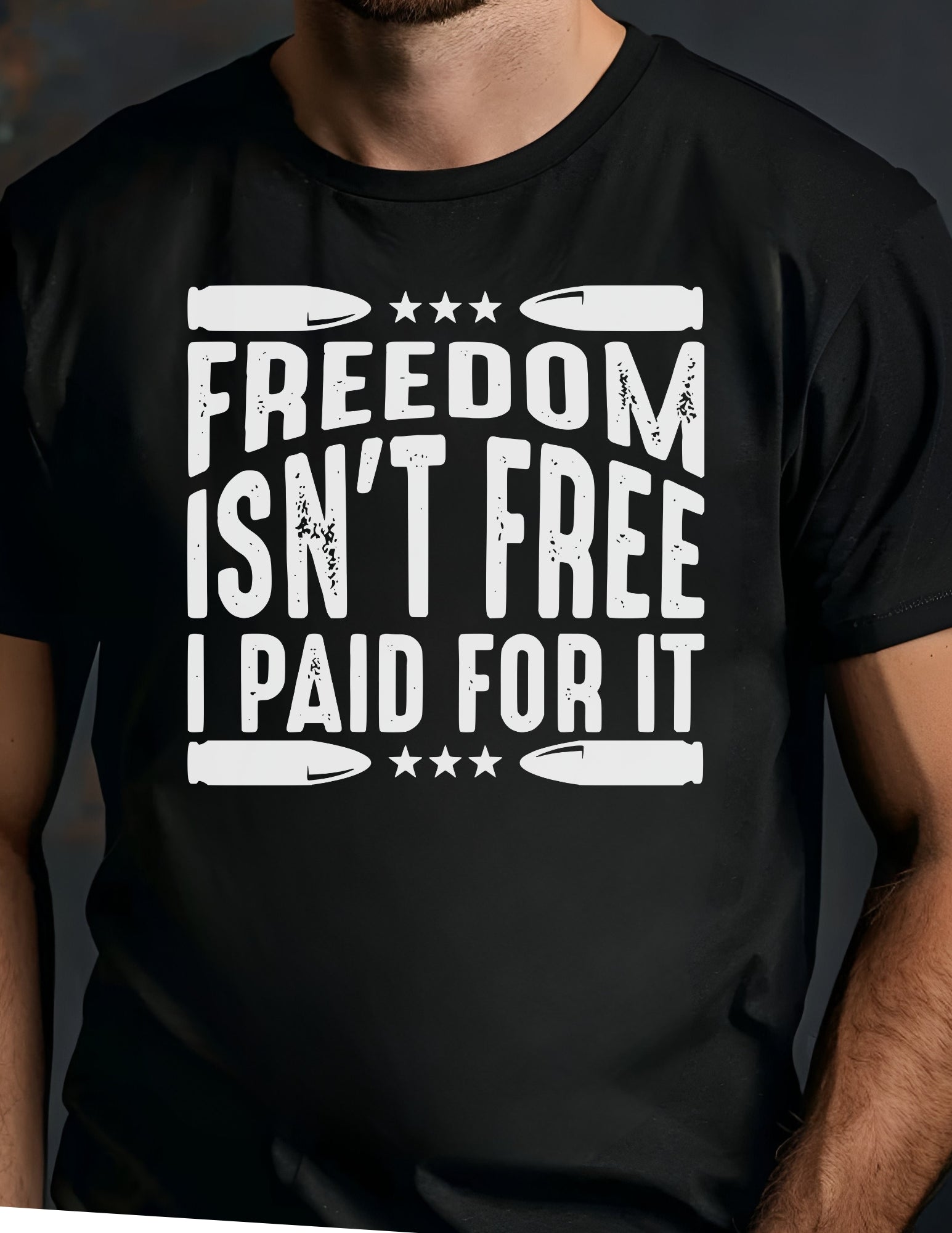 Freedom Isn't Free T-Shirt - Armed Forces Tee - Black - T-Shirts Online
