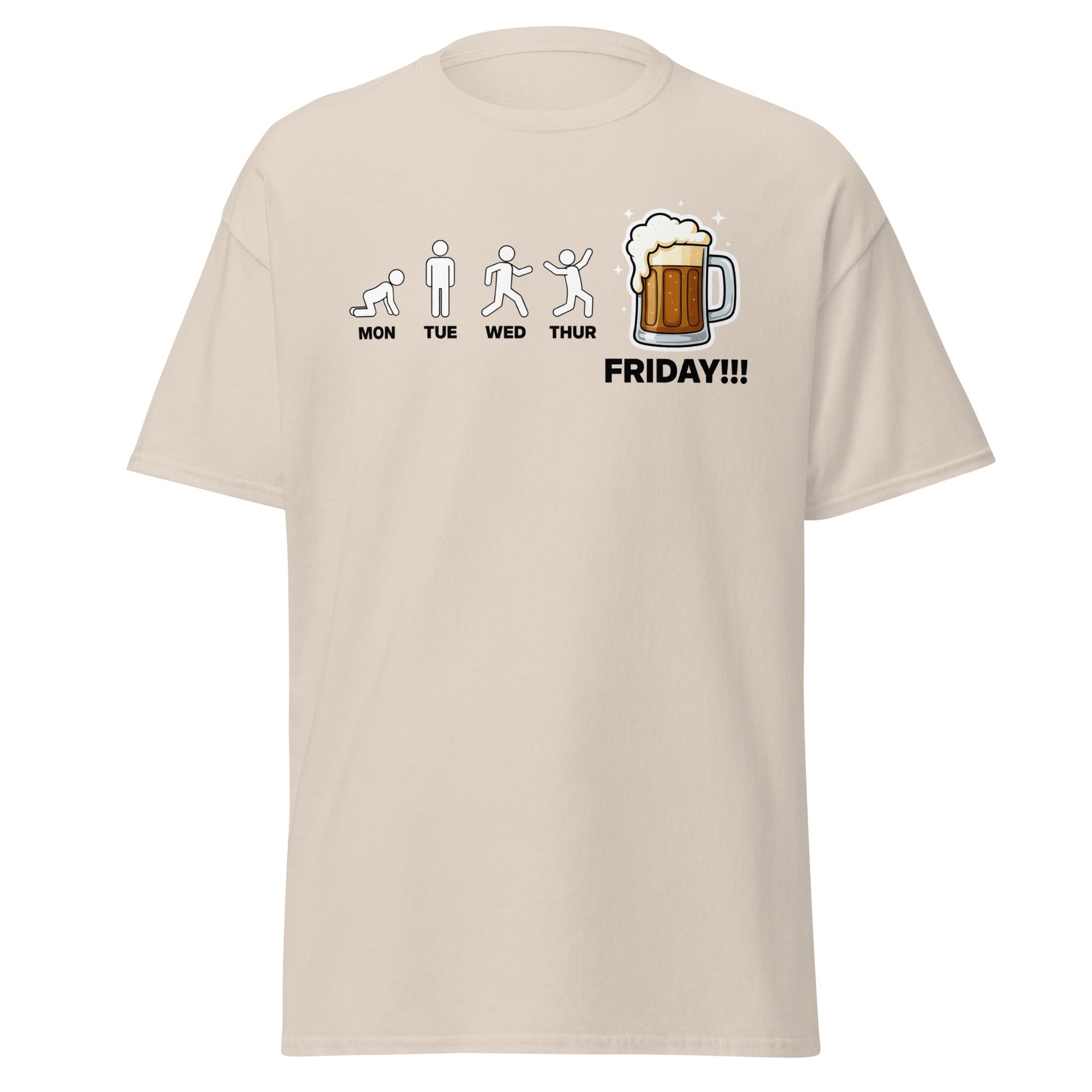 Friday Beer Evolution T-Shirt – Funny Workweek Humor Tee - Natural - T-Shirts Online