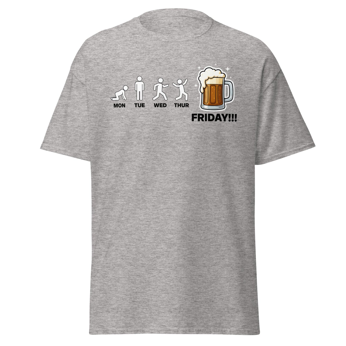 Friday Beer Evolution T-Shirt – Funny Workweek Humor Tee - Sport Grey - T-Shirts Online