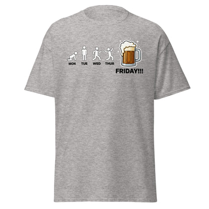 Friday Beer Evolution T-Shirt – Funny Workweek Humor Tee - Sport Grey - T-Shirts Online