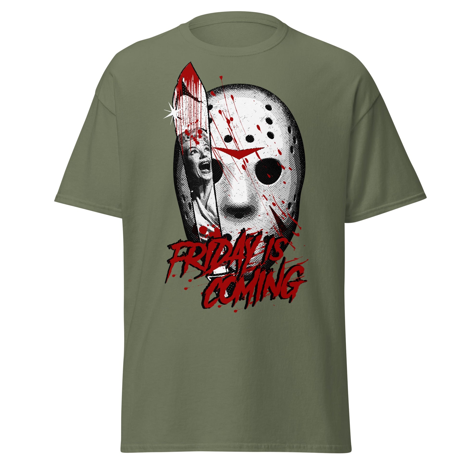 Friday Is Coming - Horror Movie T-Shirt - Military Green - T-Shirts Online