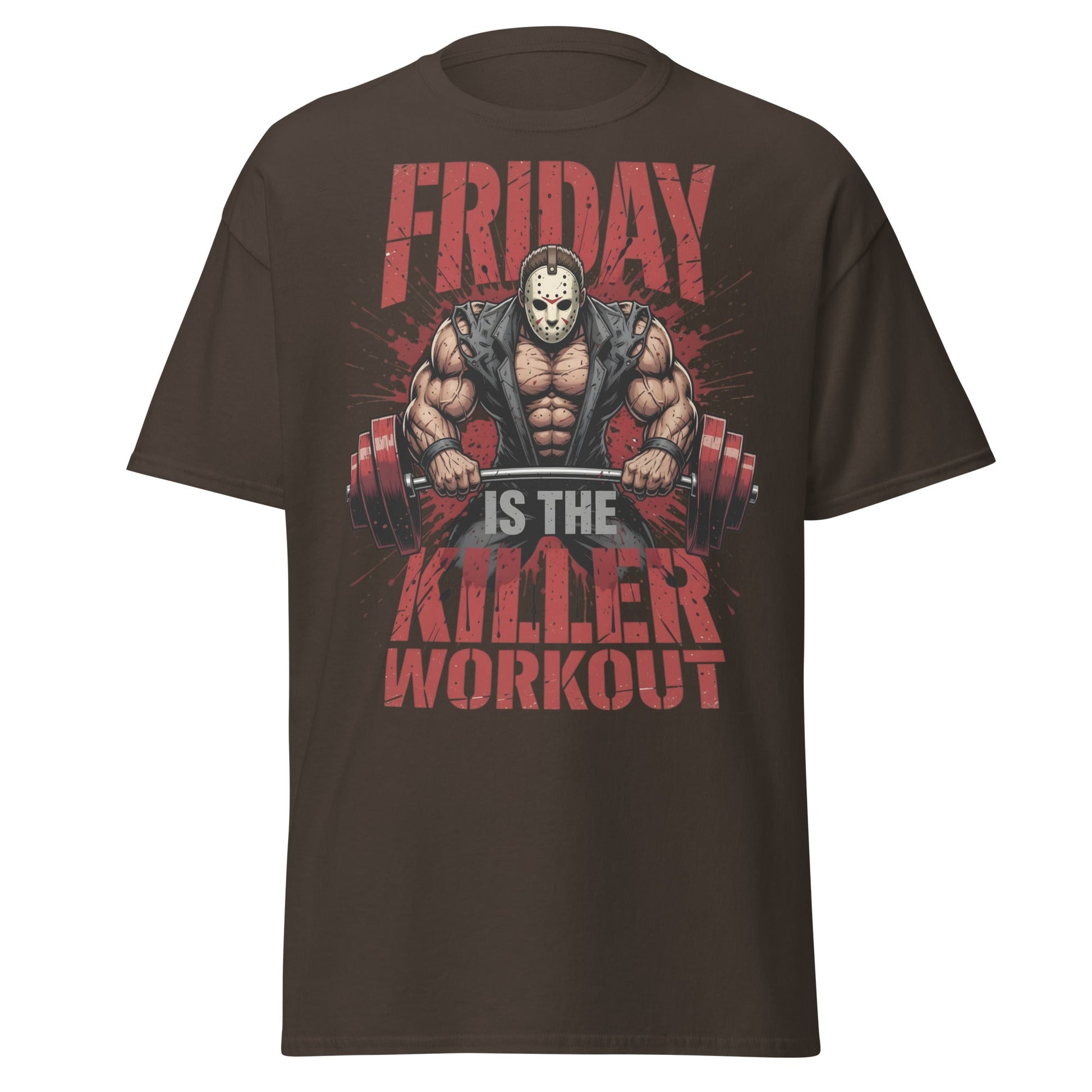 Friday Is The Killer Workout T-Shirt | Horror Gym Apparel - Dark Chocolate - T-Shirts Online