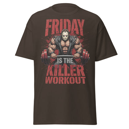 Friday Is The Killer Workout T-Shirt | Horror Gym Apparel - Dark Chocolate - T-Shirts Online