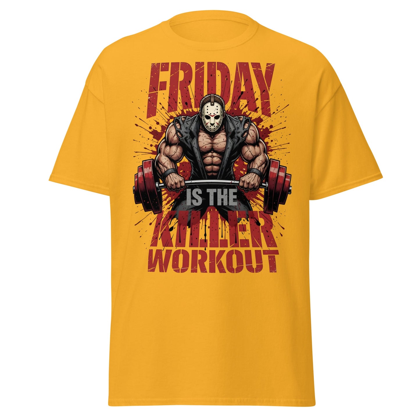 Friday Is The Killer Workout T-Shirt | Horror Gym Apparel - Gold - T-Shirts Online