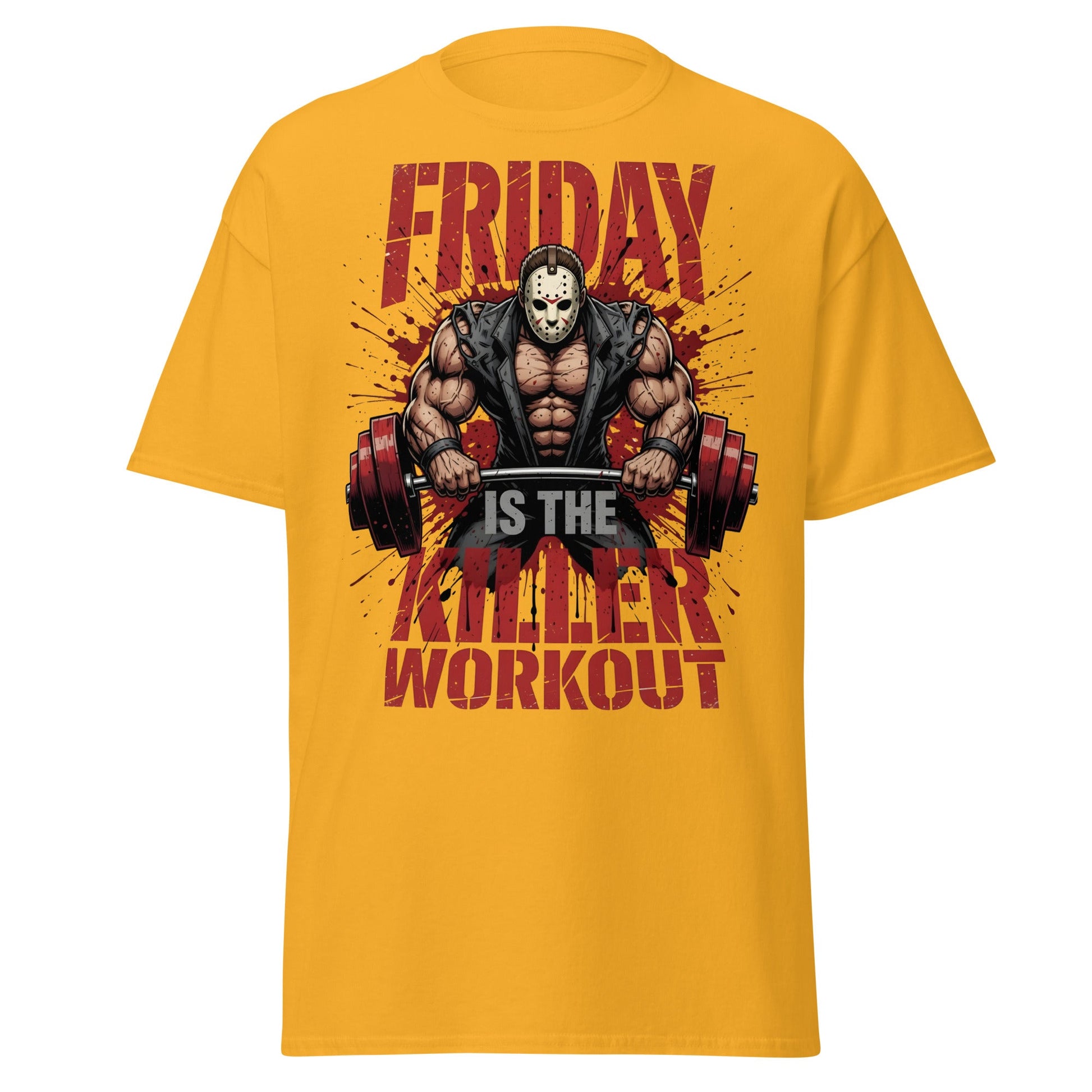 Friday Is The Killer Workout T-Shirt | Horror Gym Apparel - Gold - T-Shirts Online