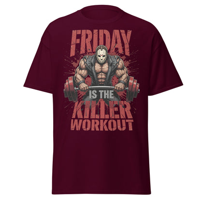 Friday Is The Killer Workout T-Shirt | Horror Gym Apparel - Maroon - T-Shirts Online
