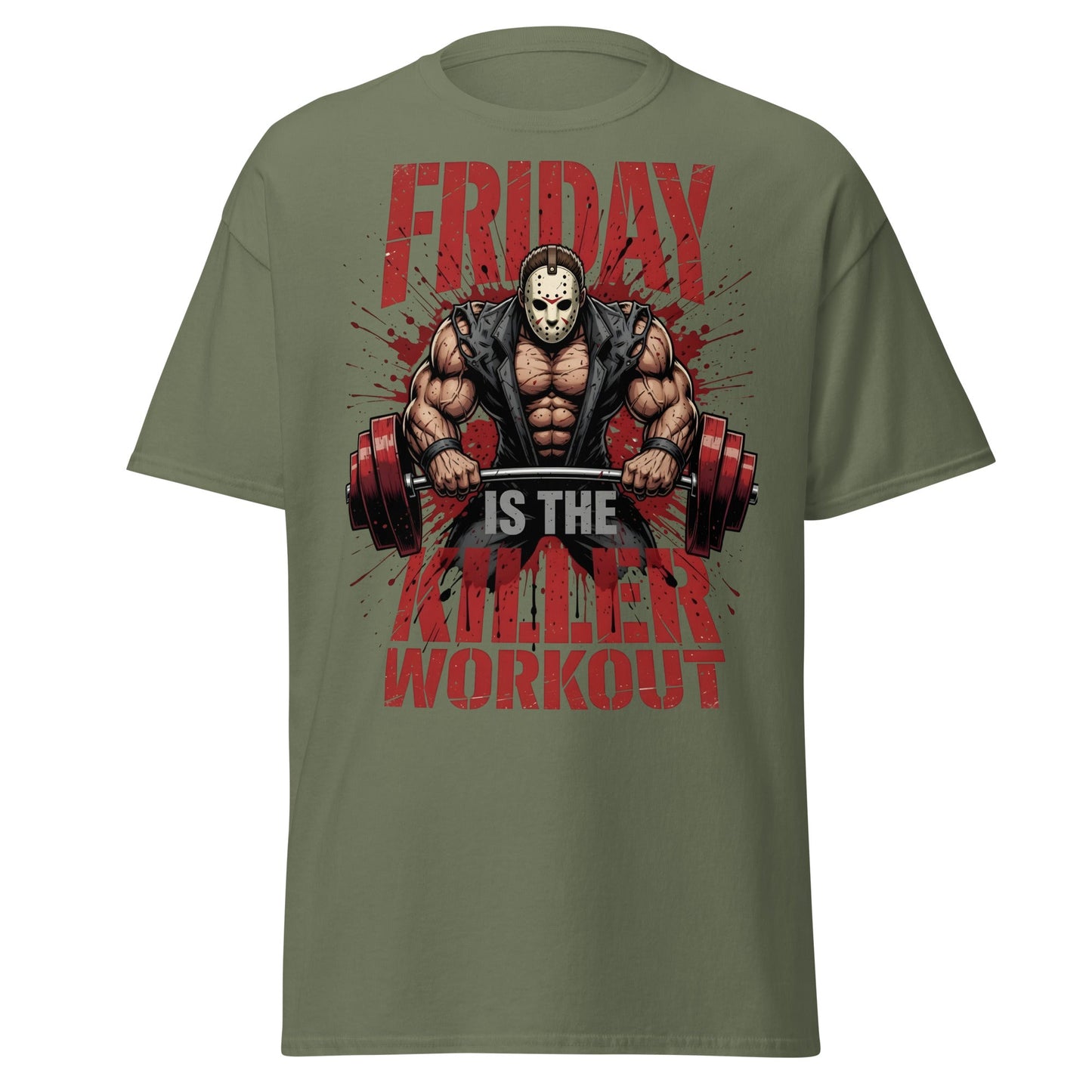 Friday Is The Killer Workout T-Shirt | Horror Gym Apparel - Military Green - T-Shirts Online