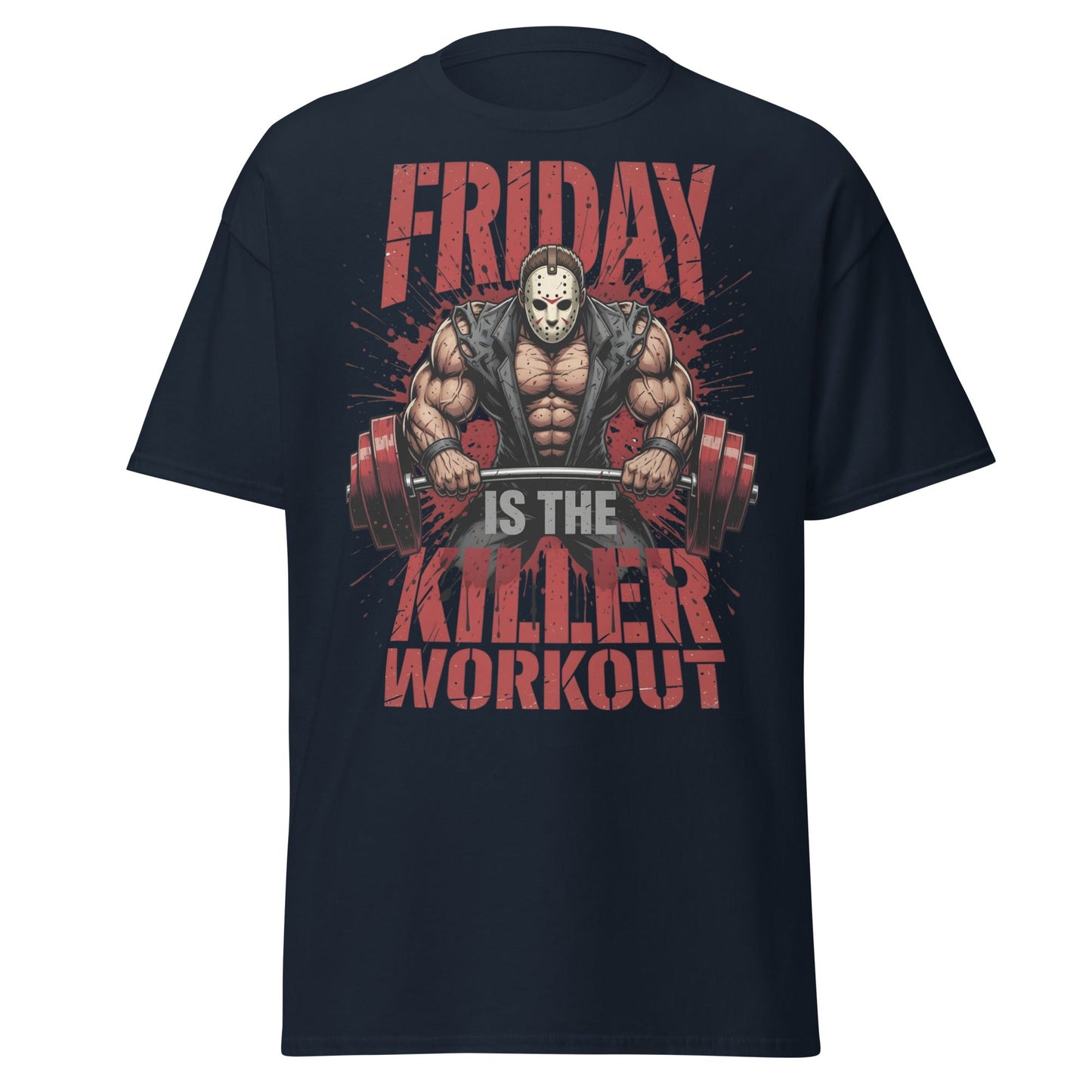 Friday Is The Killer Workout T-Shirt | Horror Gym Apparel - Navy - T-Shirts Online