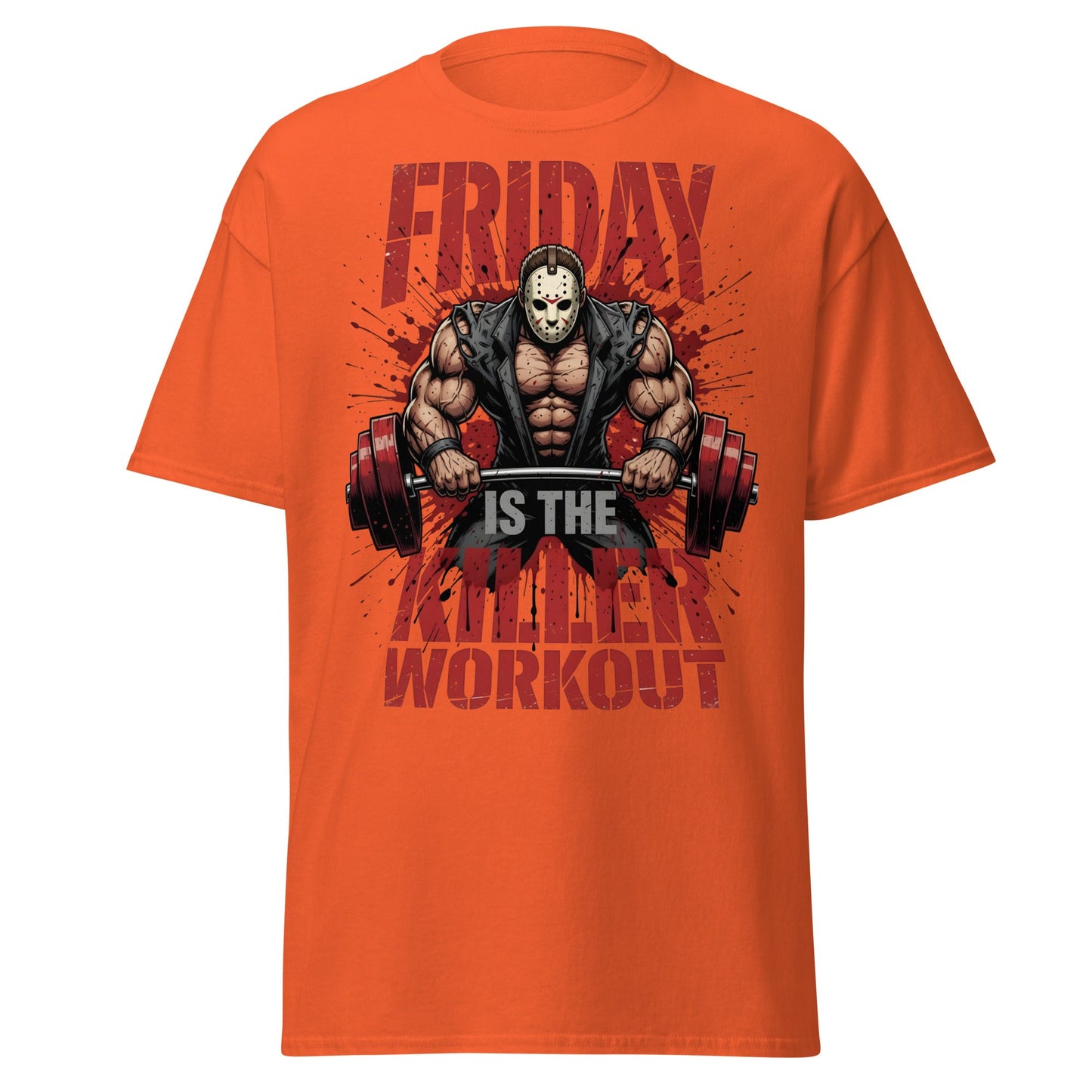 Friday Is The Killer Workout T-Shirt | Horror Gym Apparel - Orange - T-Shirts Online