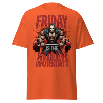 Friday Is The Killer Workout T-Shirt | Horror Gym Apparel - Orange - T-Shirts Online