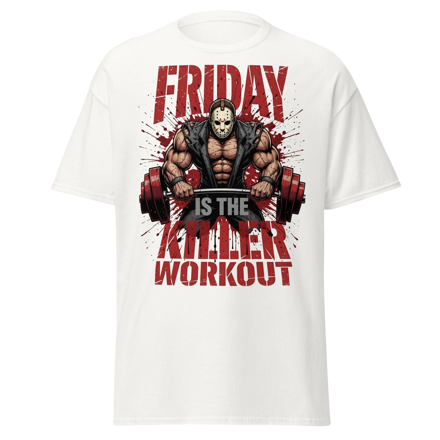 Friday Is The Killer Workout T-Shirt | Horror Gym Apparel - White - T-Shirts Online