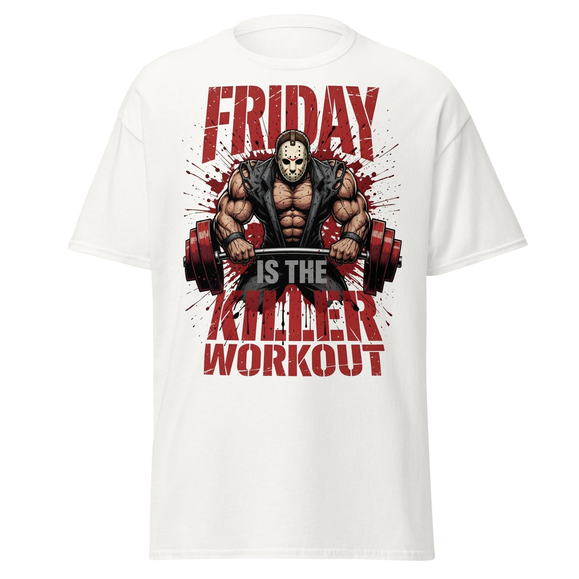 Friday Is The Killer Workout T-Shirt | Horror Gym Apparel - White - T-Shirts Online