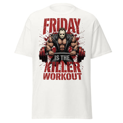 Friday Is The Killer Workout T-Shirt | Horror Gym Apparel - White - T-Shirts Online