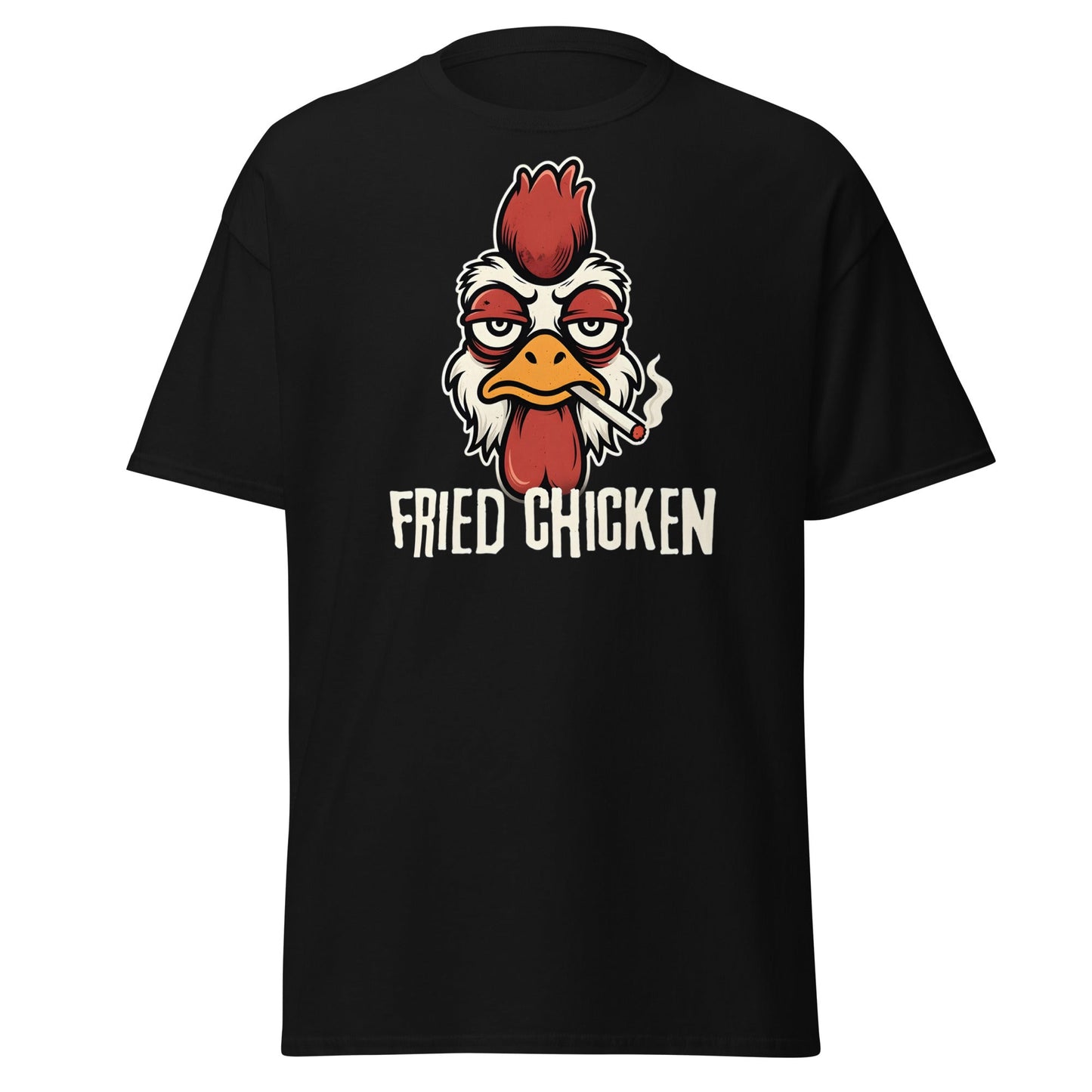 Fried Chicken Funny Rooster Graphic T-Shirt - Black - T-Shirts Online
