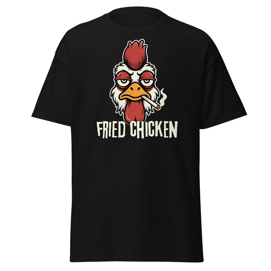 Fried Chicken Funny Rooster Graphic T-Shirt - Black - T-Shirts Online