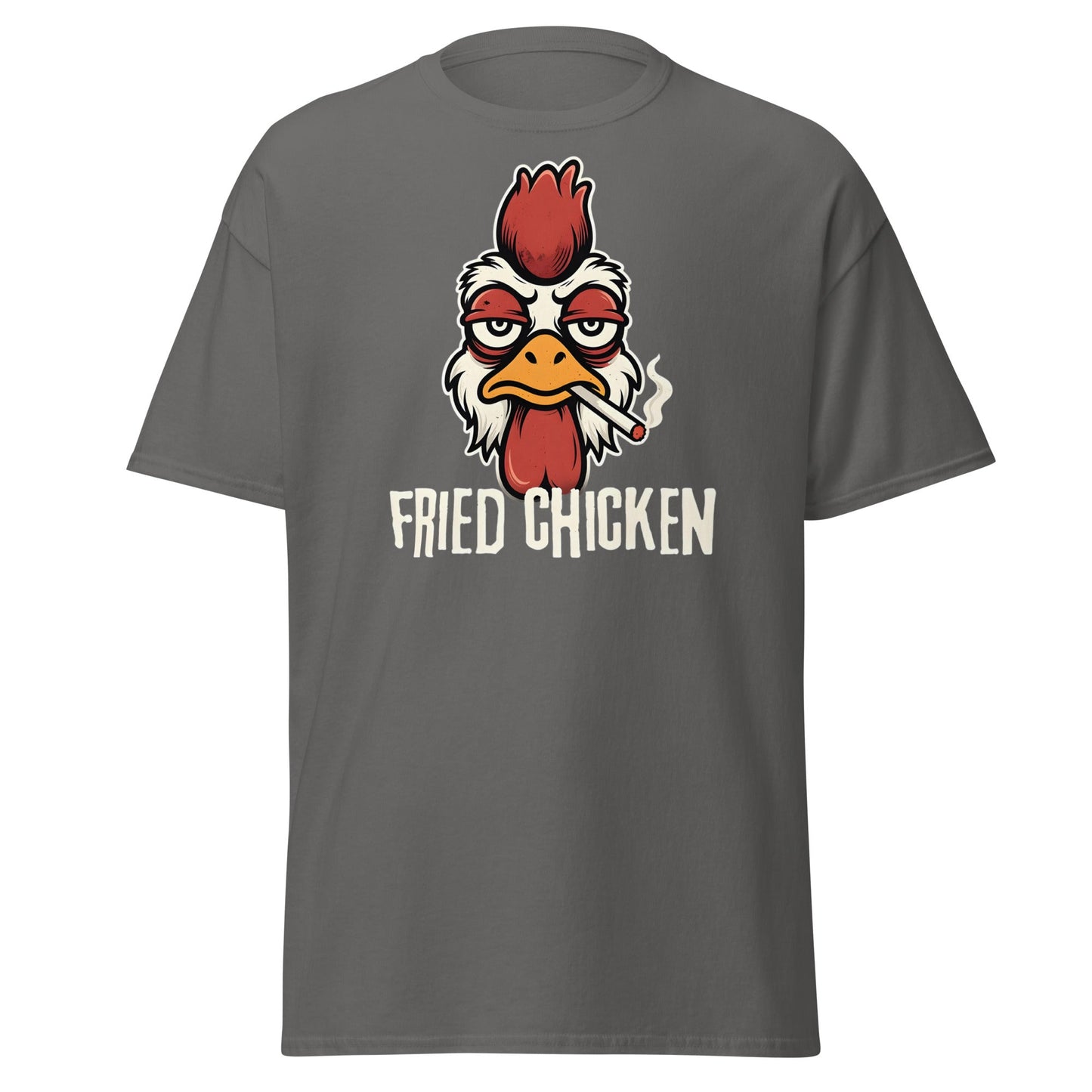 Fried Chicken Funny Rooster Graphic T-Shirt - Charcoal - T-Shirts Online