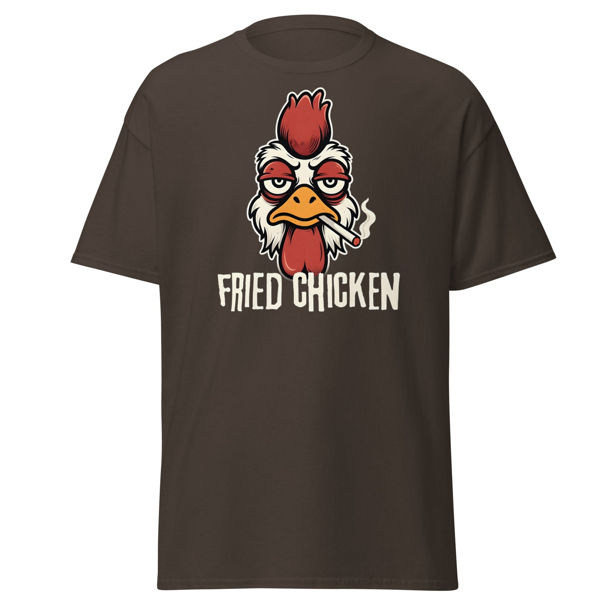 Fried Chicken Funny Rooster Graphic T-Shirt - Dark Chocolate - T-Shirts Online