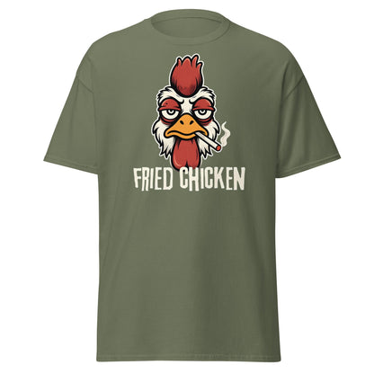 Fried Chicken Funny Rooster Graphic T-Shirt - Military Green - T-Shirts Online