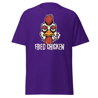 Fried Chicken Funny Rooster Graphic T-Shirt - Purple - T-Shirts Online