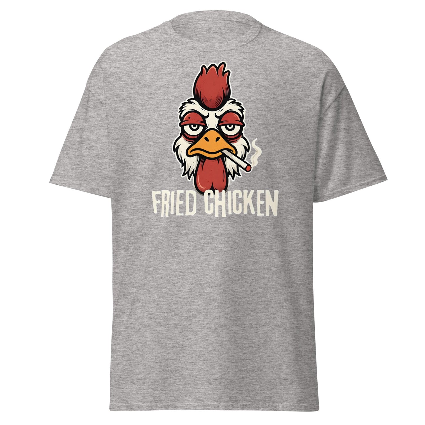 Fried Chicken Funny Rooster Graphic T-Shirt - Sport Grey - T-Shirts Online