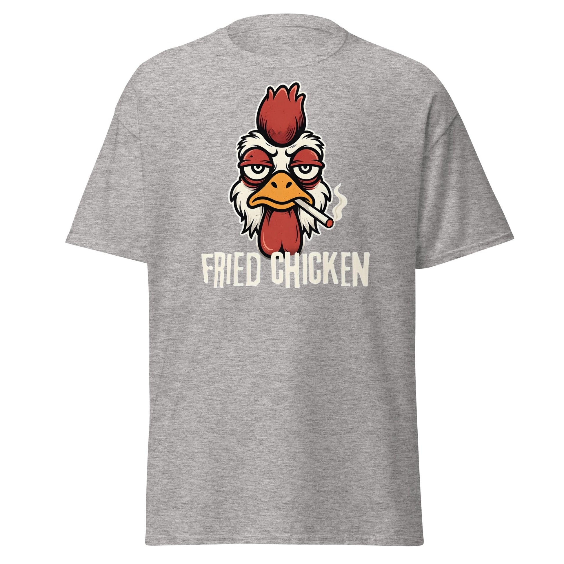 Fried Chicken Funny Rooster Graphic T-Shirt - Sport Grey - T-Shirts Online
