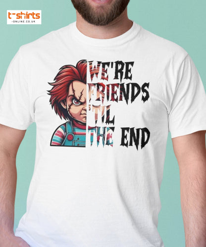 Friends Til The End T-Shirt | Creepy Doll Horror Tee - Black - T-Shirts Online