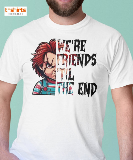 Friends Til The End T-Shirt | Creepy Doll Horror Tee - Black - T-Shirts Online
