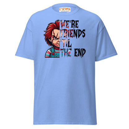 Friends Til The End T-Shirt | Creepy Doll Horror Tee - Carolina Blue - T-Shirts Online