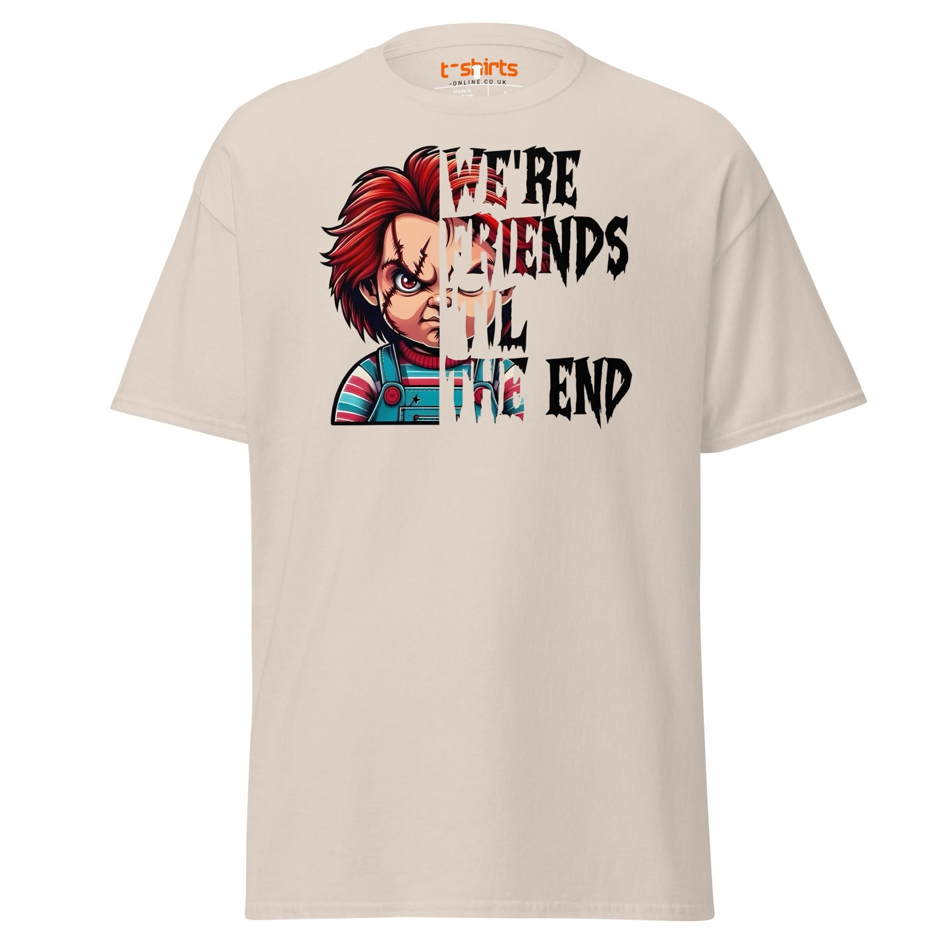 Friends Til The End T-Shirt | Creepy Doll Horror Tee - Natural - T-Shirts Online