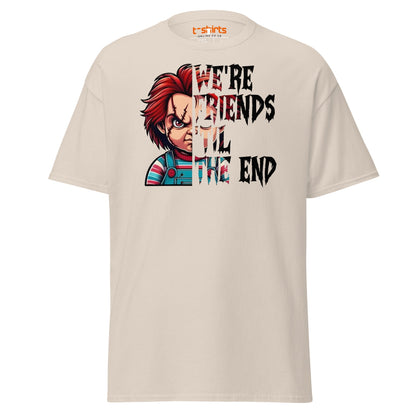 Friends Til The End T-Shirt | Creepy Doll Horror Tee - Natural - T-Shirts Online