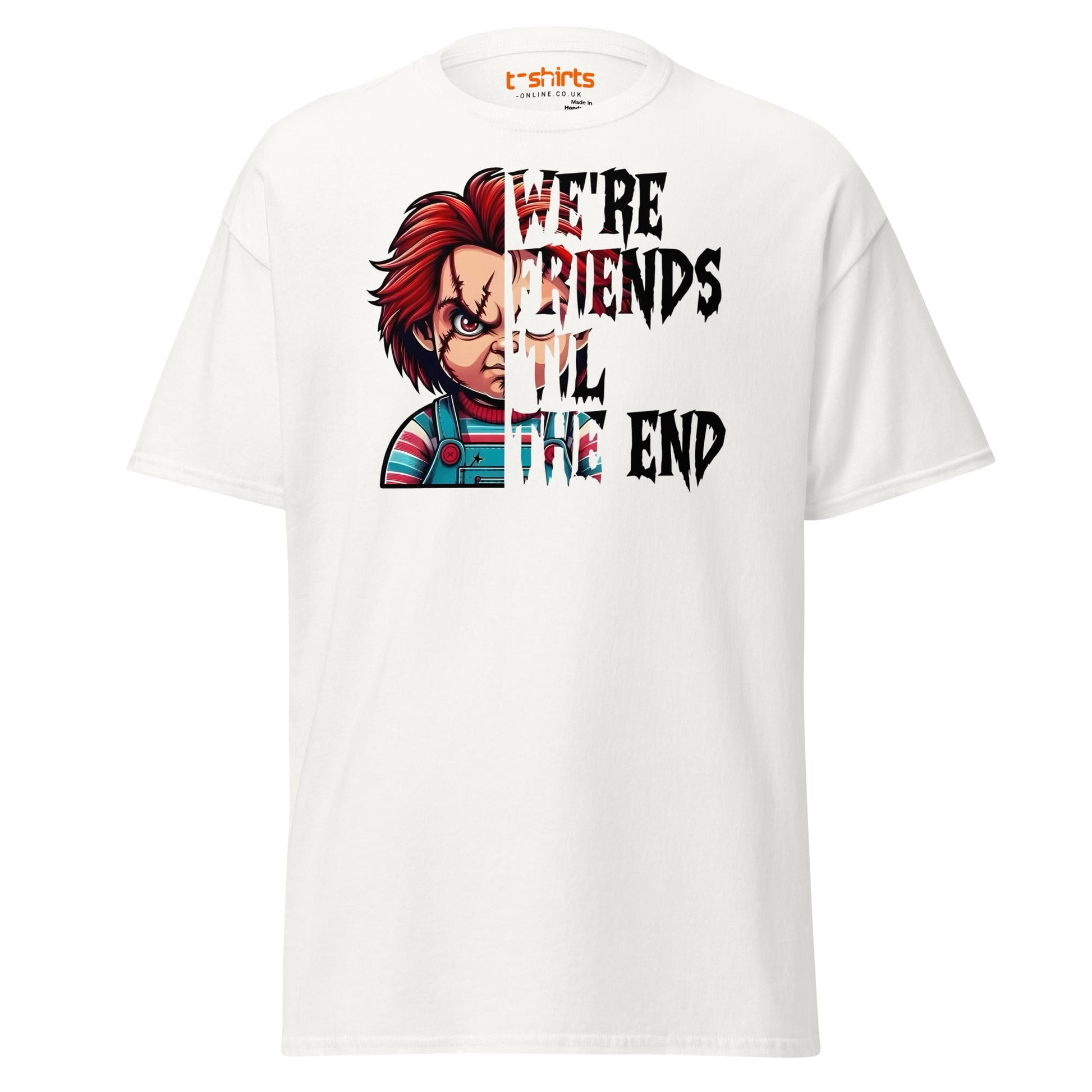 Friends Til The End T-Shirt | Creepy Doll Horror Tee - White - T-Shirts Online