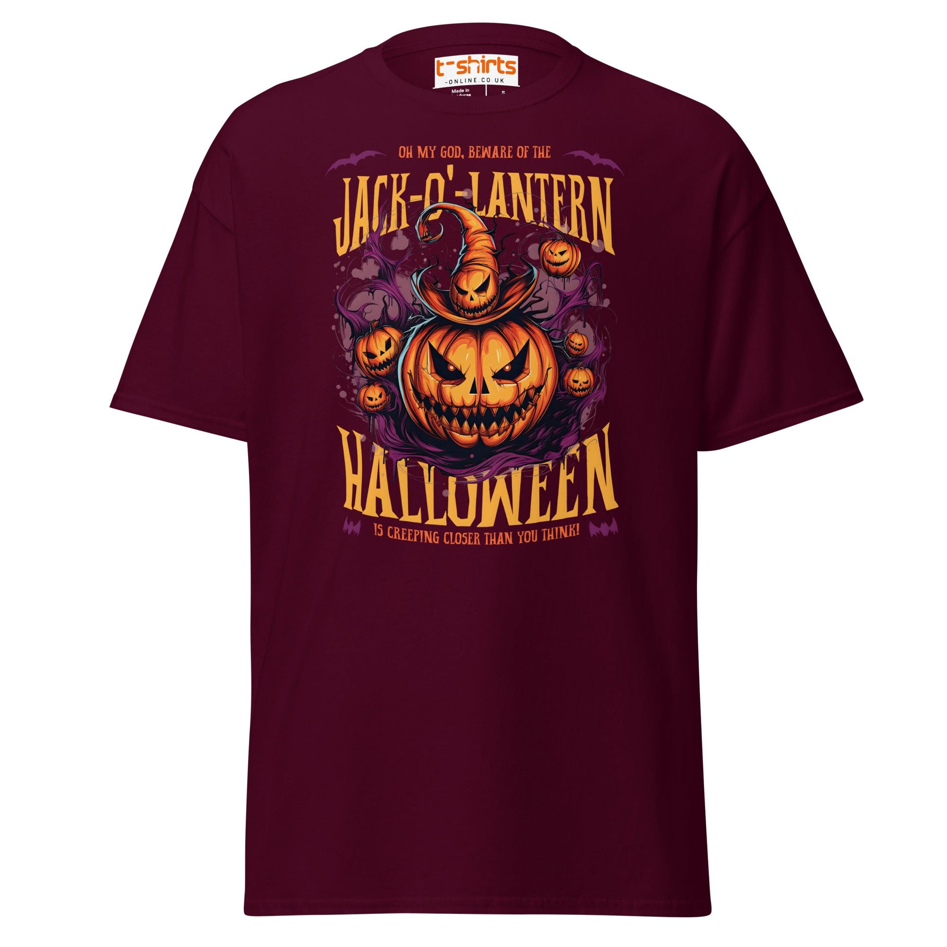 Fright Night Delight Halloween T-Shirt - Maroon - T-Shirts Online