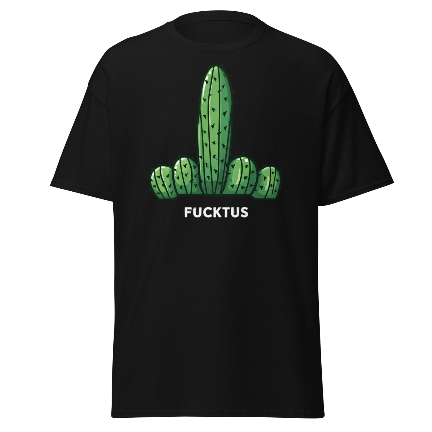 Fucktus Funny Cactus Middle Finger T-Shirt | Adult Humor Tee - Black - T-Shirts Online