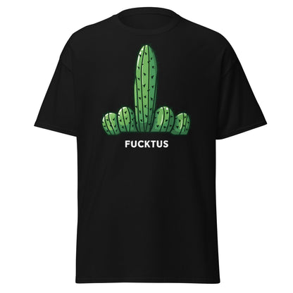 Fucktus Funny Cactus Middle Finger T-Shirt | Adult Humor Tee - Black - T-Shirts Online