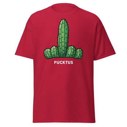Fucktus Funny Cactus Middle Finger T-Shirt | Adult Humor Tee - Cardinal - T-Shirts Online
