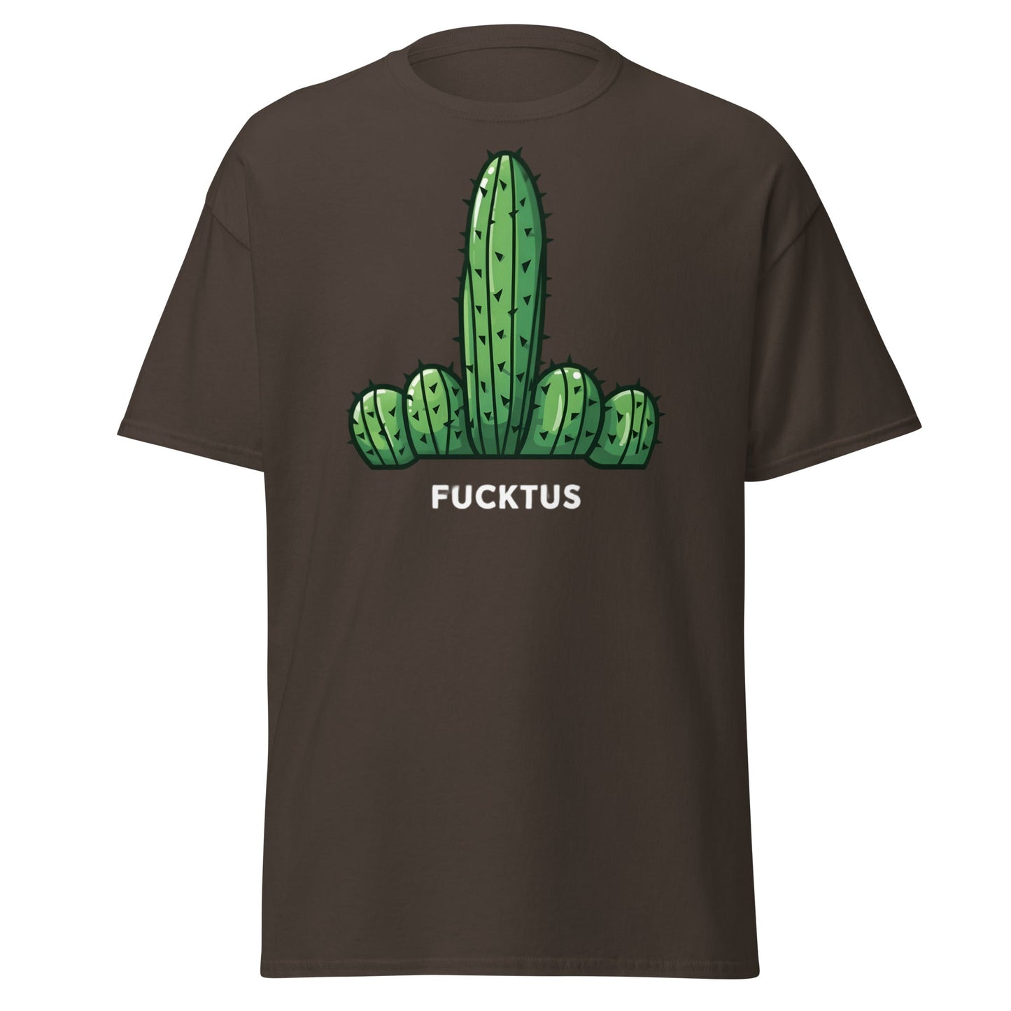 Fucktus Funny Cactus Middle Finger T-Shirt | Adult Humor Tee - Dark Chocolate - T-Shirts Online