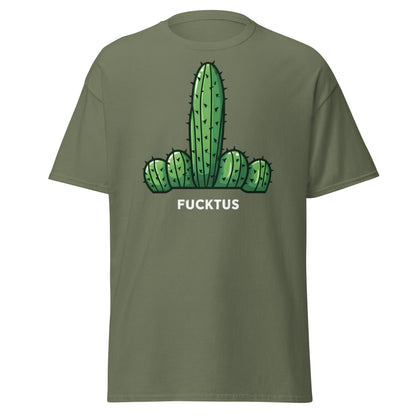 Fucktus Funny Cactus Middle Finger T-Shirt | Adult Humor Tee - Military Green - T-Shirts Online